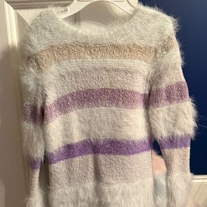 Cat & Jack Women's Cozy Striped Sweater - Cream, Purple, Tan